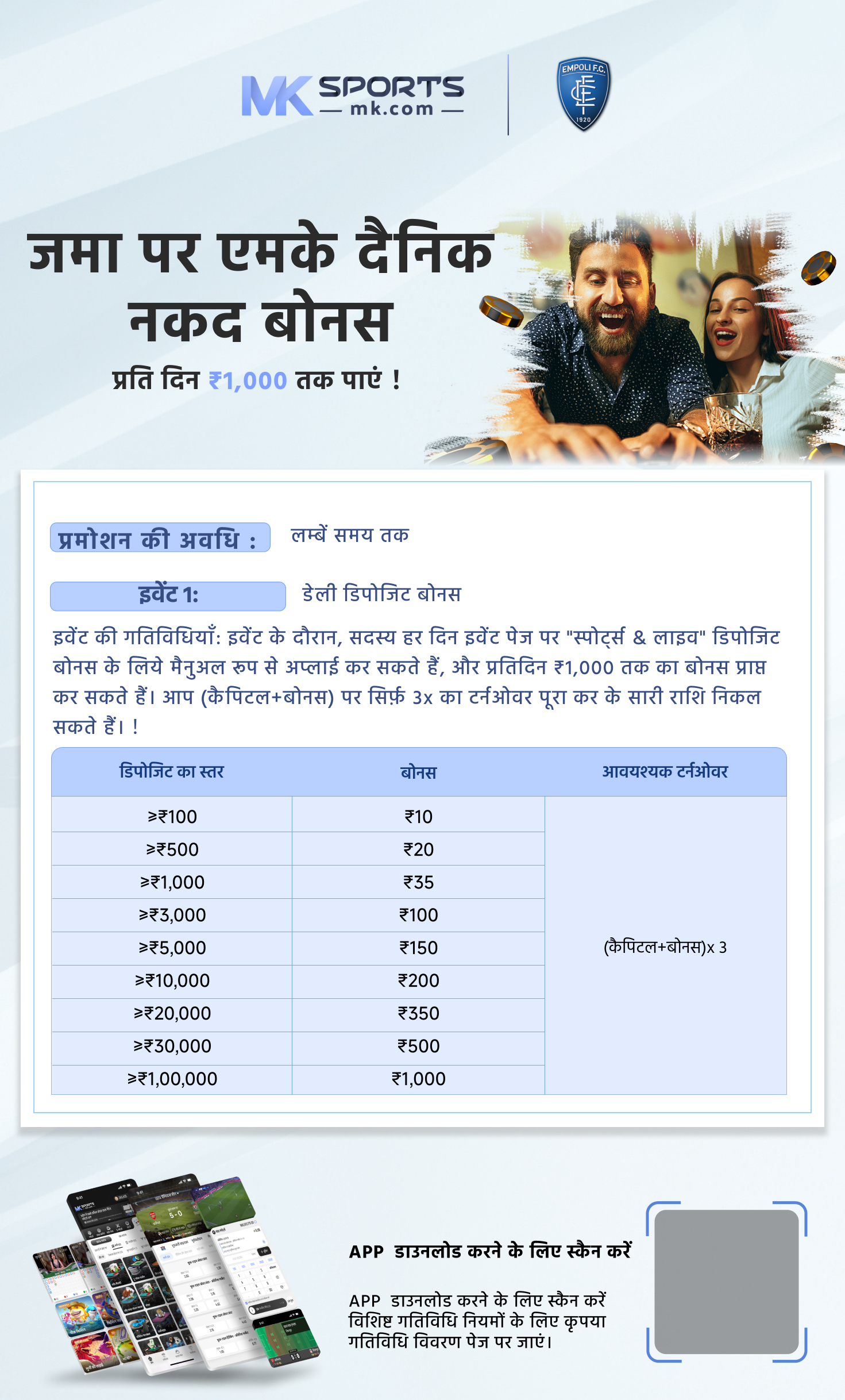 3 card poker payout chart